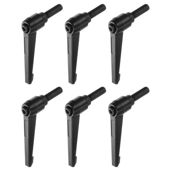 uxcell Adjustable Clamp Lever Handle M10x25mm Male Threaded Stud Bolt Knob Swivel Screw Lock Quick Release Ratchet Push Button Handle Black 6pcs