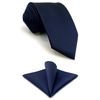 Shlax&Wing Neckties Solid Blue Navy Silk Ties for Men Silk Navy