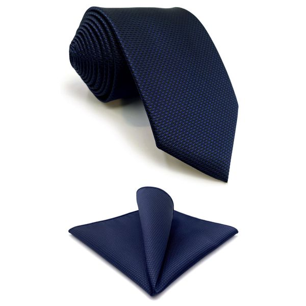 Shlax&Wing Neckties Solid Blue Navy Silk Ties for Men Silk Navy