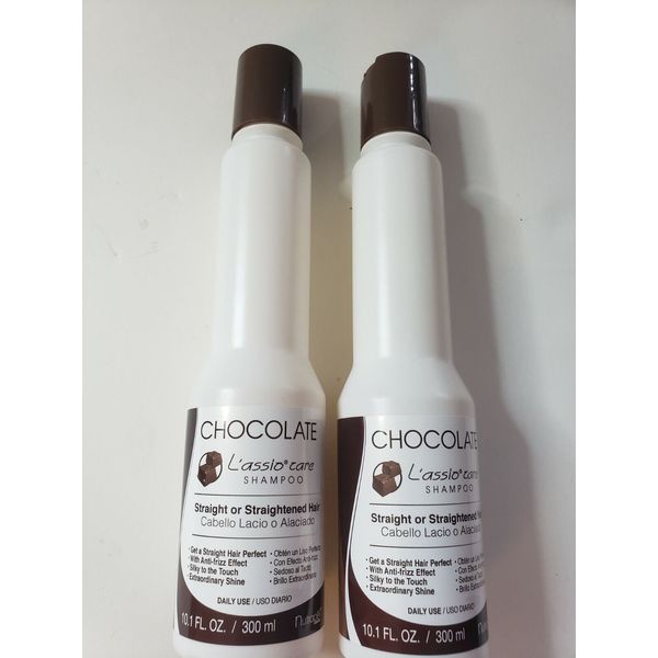 2 SHAMPOOS CHOCOLATE L'ASSIO TEMPORARY HAIR STRAIGHTENER 10.1OZ / CABELLO LACIO