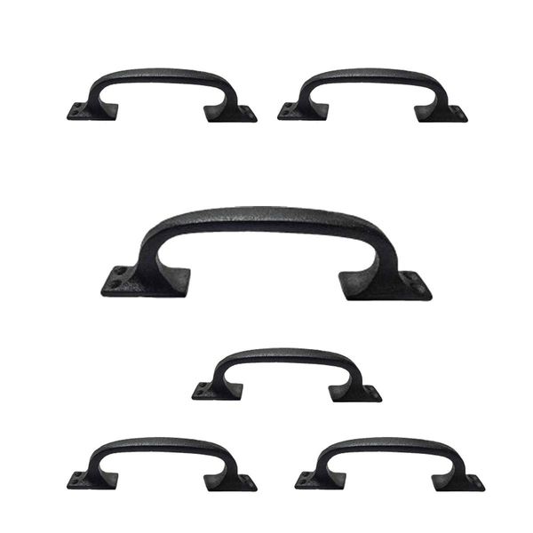 Renovators Supply Manufacturing Cabinet Handles 6 in. Black Wrought Iron Drawer Pulls/Kitchen Cabinet Handles with Mounting Hardware Pack of 6