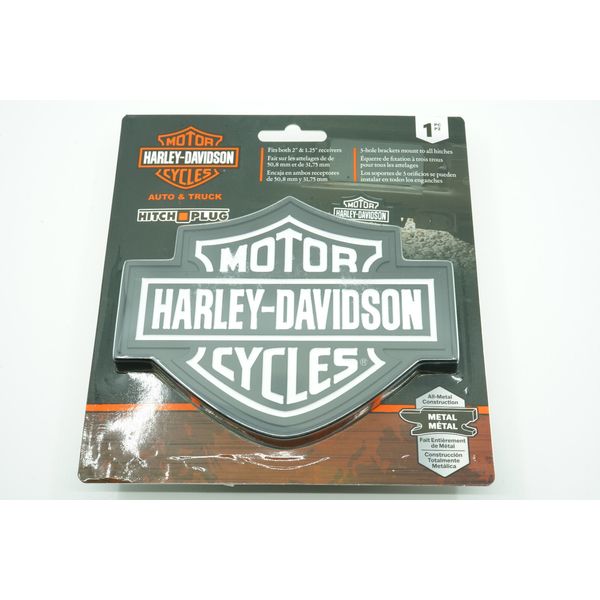 Harley Davidson Cycles Black/White Trailer Hitch Plug Cover Universal Receiver