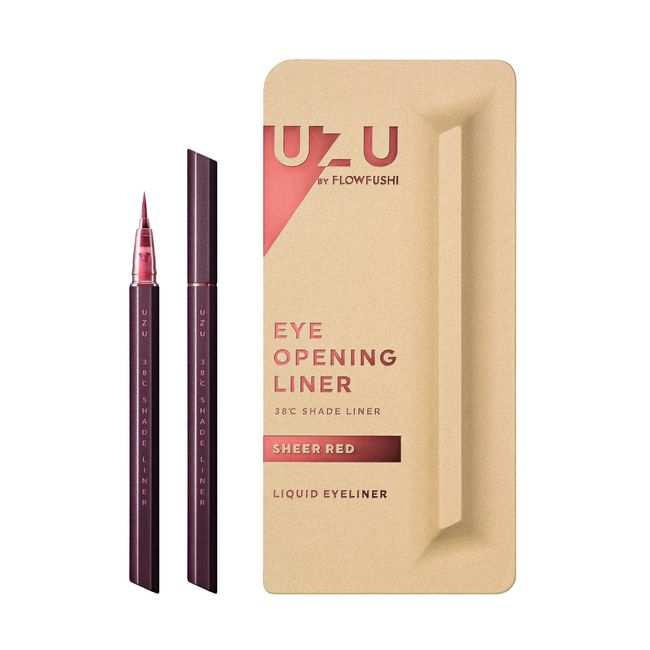 UZU BY FLOWFUSHI Limited Edition 38°C Shade Liner [Sheer Red] Liquid Eyeliner Shadow Liner Double Liner Off Hot Water Alcohol Free Paraben Free
