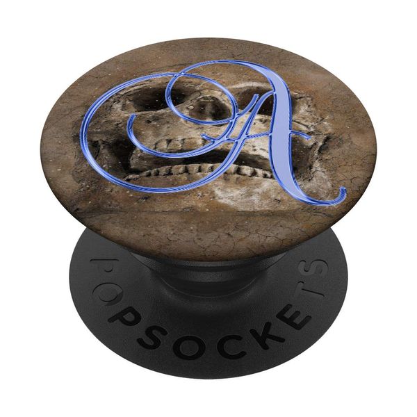 A Blue Skull Skeleton Dead Horror Initial Monogram Letter PopSockets Swappable PopGrip