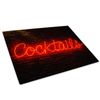 Red Neon Cocktails Glass Placemat Kitchen Table Mat Worktop Saver Protector