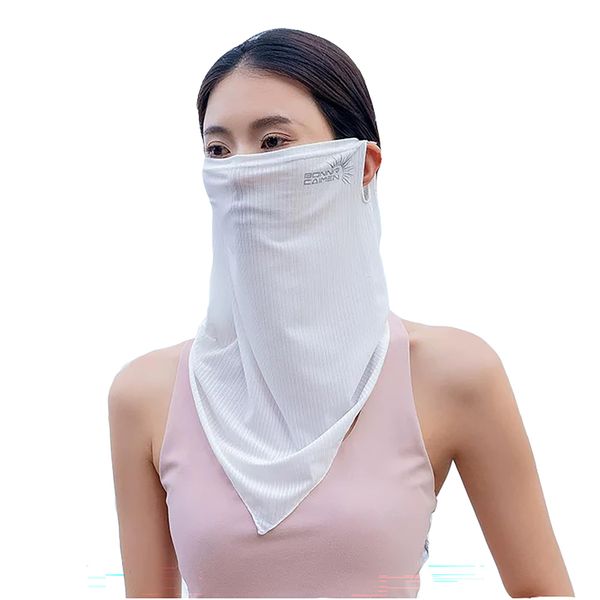 [VEVE & MIKI] Sun Protection Face Cover, UV Face Cover, Neck Guard, Summer, Cool to -5°C, UV Protection Face Mask, UV Protection Face Cover, Yakenu Cool, Icy white