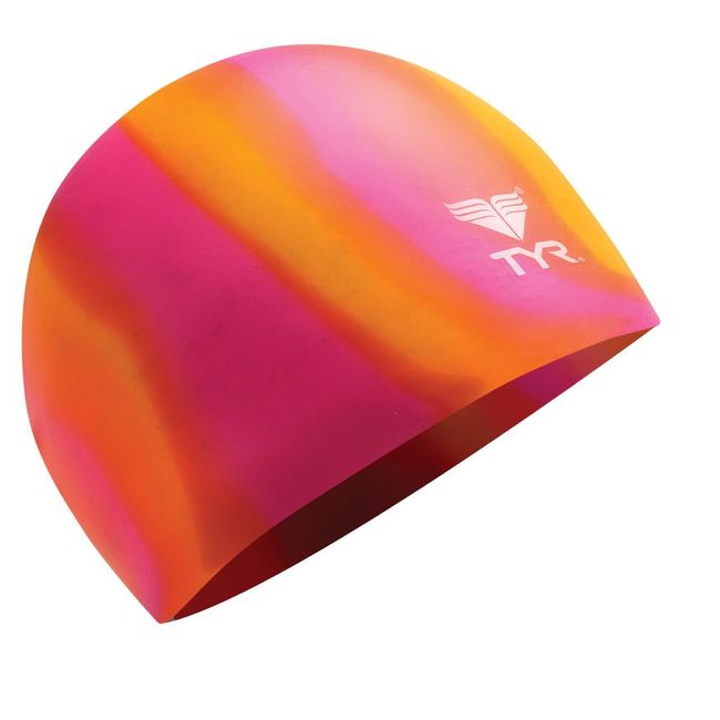 TYR Multi Silicone Cap, Orange/Pink, 7 x 4 x 1 inche