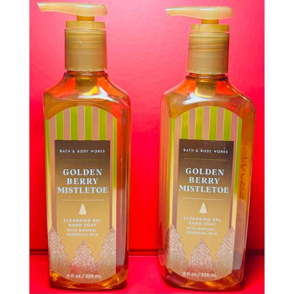 NEW Bath & Body Works Golden Berry Mistletoe 2X Cleansing Gel Soap FREE SHIP