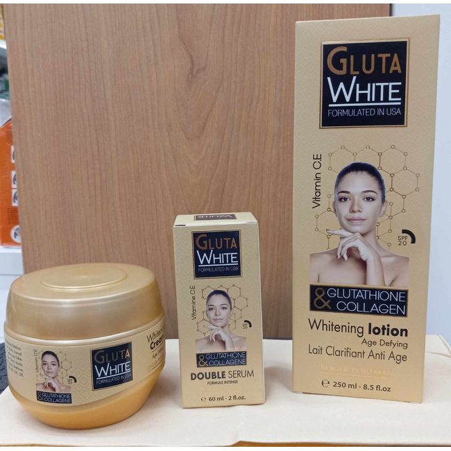 Gluta White Glutathione&Collagen Cream Set Of 3(Lotion,Cream & Serum)