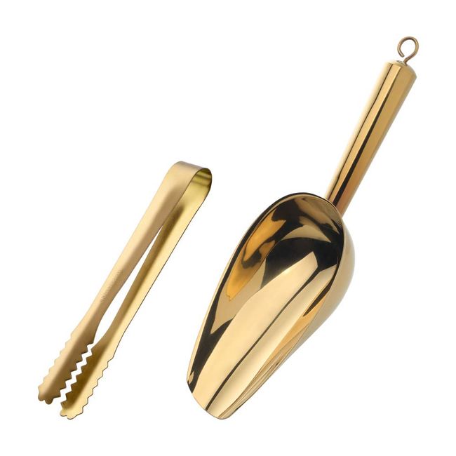 Do Buy Ice Scoop, Ice Scoop, Ice Tongs, Set of 2, Stainless Steel, Stylish, Hygienic, Durable, 4 Colors Available, Gold