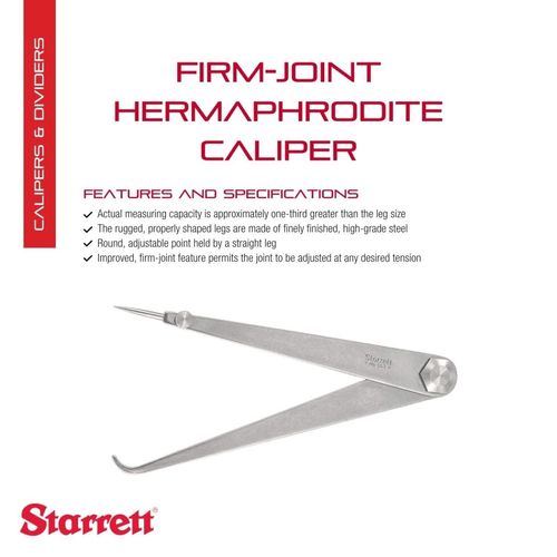 Starrett Firm-Joint Hermaphrodite Caliper with Finely Finished, High-Grade Steel and Round, Adjustable Point - 6" Size and Approximate Capacity, Firm Joint Type - 563-6