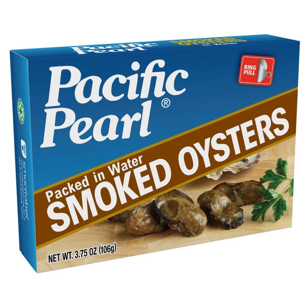 Pacific Pearl Smoked Oysters in Spring Water, 3.75-Ounce Cans (Pack of 12)