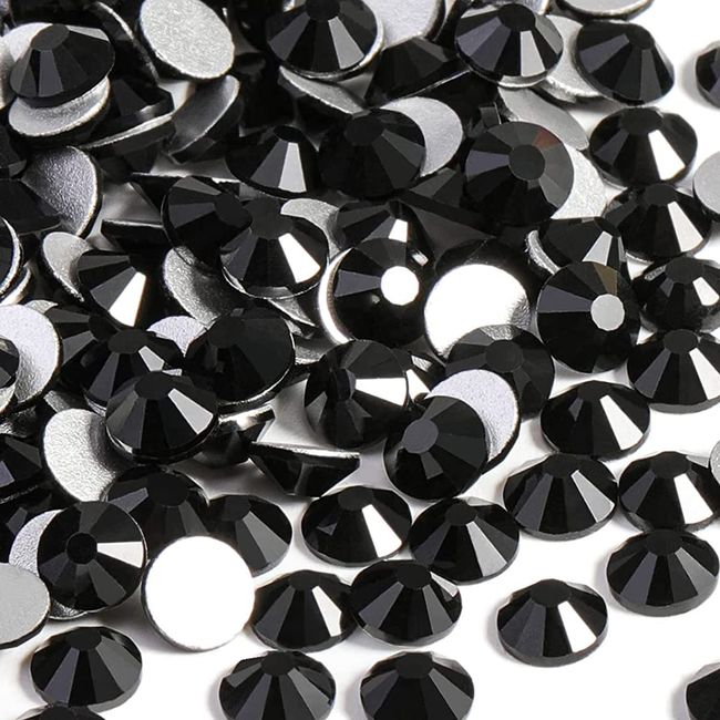 SREGIT Rhinestone Nail Parts, Glittering Glass, Nail Decoration, Large Capacity (SS06/Approx. 2.0mm, Jet Black)