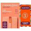 Cleanlogic Bath and Body Exfoliating Body Scrubber, Large Exfoliator Tool for Smooth and Softer Skin, Daily Skincare Routine, Assorted Colors, 3 Count Value Pack