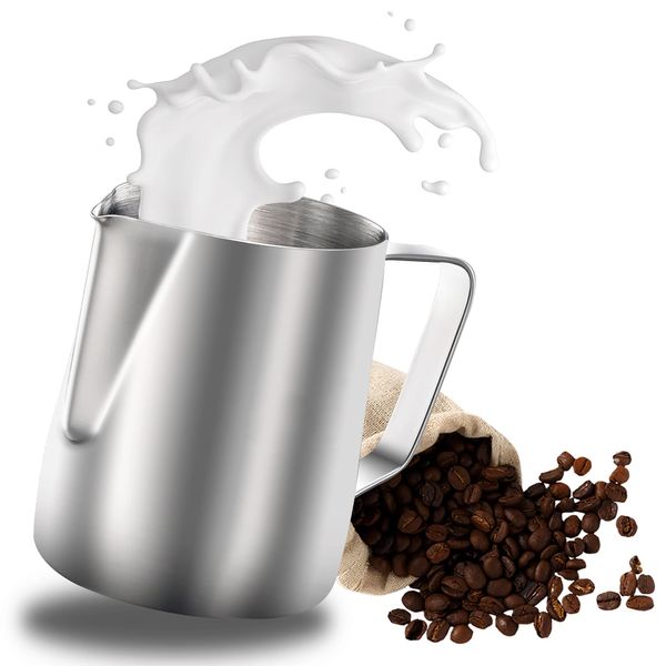 Milk Frother Jug Stainless Steel Milk Frothing Pitcher, 12oz/350ml Milk Coffee Cappuccino Latte Art Frothing Pitcher Barista Milk Jug Cup