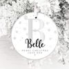 Personalised Christmas Ceramic Bauble - Gift Edition - Keepsake Decoration - Add A Name & Message (Silver Snowflake)