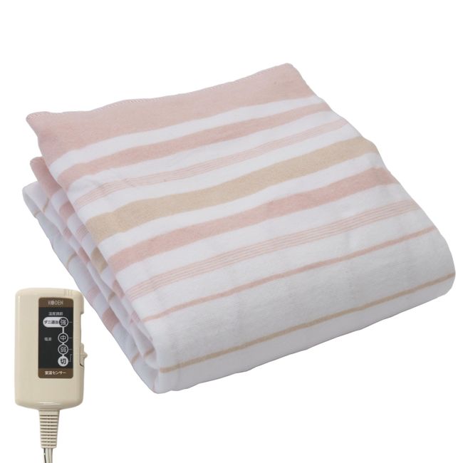 Koden VWS552R-RK Electric Blanket Layer, 55.1 x 31.5 inches (140 x 80 cm), Red, Border, Striped, Washable, Room Temperature Sensor, Slide Temperature Control, Dust Mites Extermination