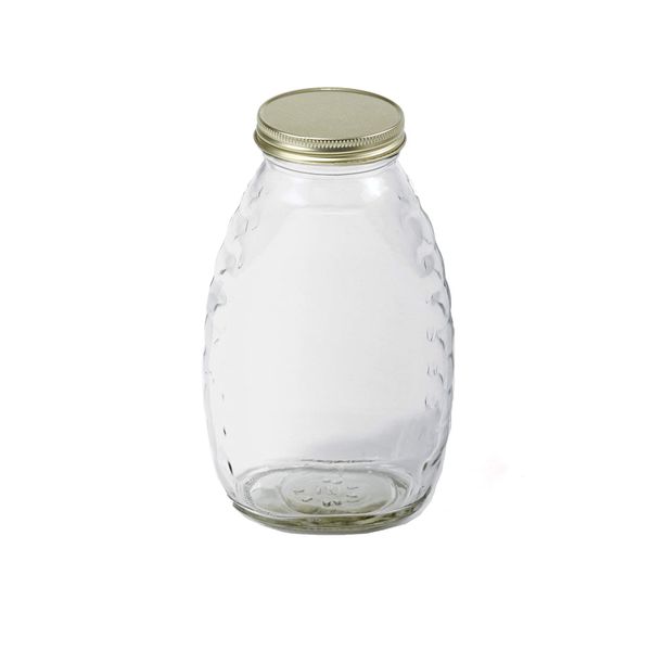 Little Giant® Glass Skep Jar | Honey Jar | Airtight Lid | Glass Bottle | 12 Pack | 16 Ounce