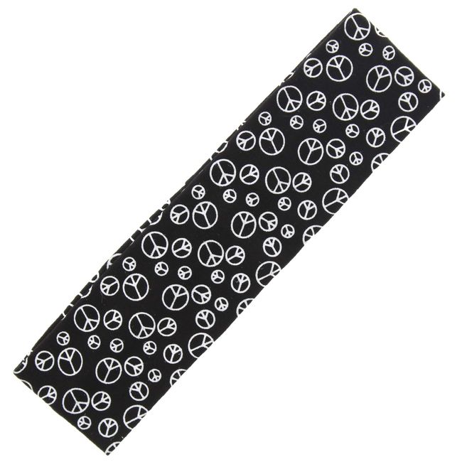 Zac's Alter Ego CND Peace Symbol Elasticated Lycra Fabric Kylie on Black Headband