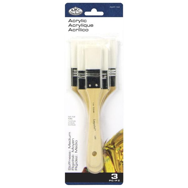 Royal & Langnickel Royal and Langnickel White Taklon Flat Paint Brush Set - 3 Pack, RART-150