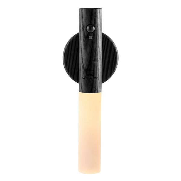 Gingko Smart LED Baton Wall Light, Rechargeable with Motion Sensor, Made from Natural Wood with Magnetised Base (Black)