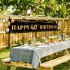 Large Happy 40th Birthday Decoration Banner, Black and Gold Happy 40th Birthday Banner Sign, 40th Birthday Party Decorations Supplies(9.8x1.6ft)