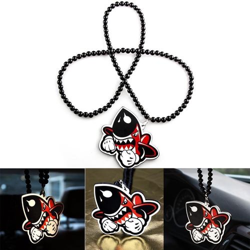 Xotic Tech Shark Missile Rearview Mirror Hanging Charm Dangling Beaded Pendant for Car Decoration