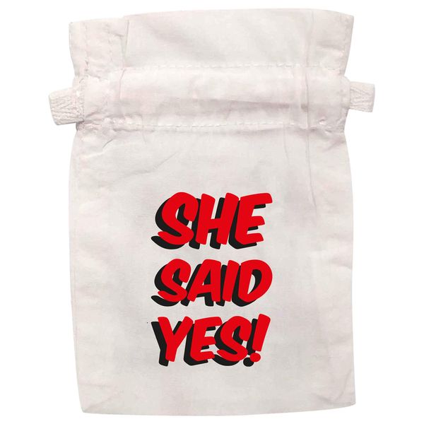 Flox Creative White Organic Medium Drawstring Pouch She Said Yes T-Shirt
