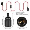 Teynewer Pendant Light Ceiling Lighting Fitting, E27 Lamp Holder with Switch Suspended Pendant Light Fitting Kit, 2 Core Textile Cable UK Plug (Red, 4m)