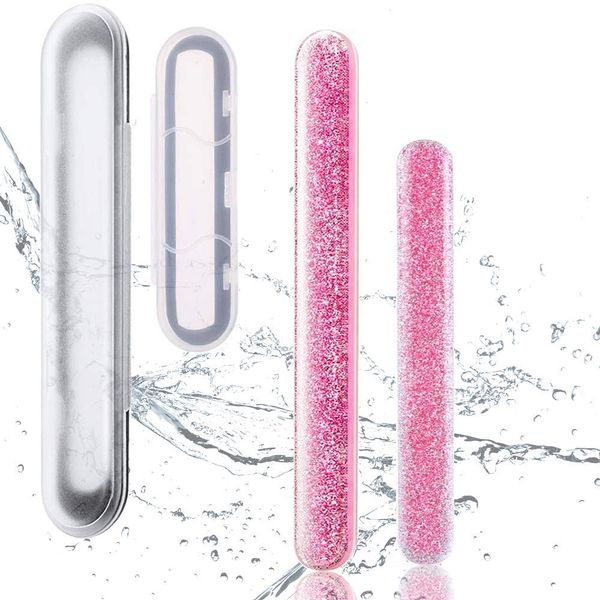 Crystal Nail Polisher for Nail Files, Glass Nail File Natural Nails Crystal Nail Polisher Nail Shiner Nail Buffer Pro Manicure Nail Care Glass Finger Nail File Case Premium Nanometer Nail Polisher for Children and Adults of All Ages (Pink)