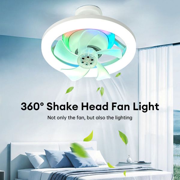 LED Ceiling Fan with RGB Light Remote,Dimmable Living Room Bedroom Ceiling Lamp