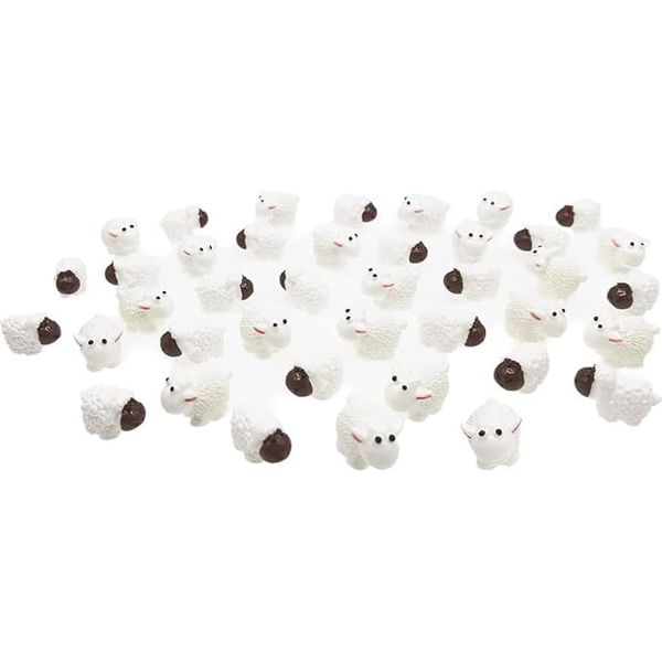 40Pcs White Miniature Sheep Figurines Mini Herd of Sheeps Figure Toy Cake Toppers,Cake and Cupcake Toppers,Moss Landscape Decoration DIY Terrarium Crafts Ornament,Cake Toppers Hats Headwear