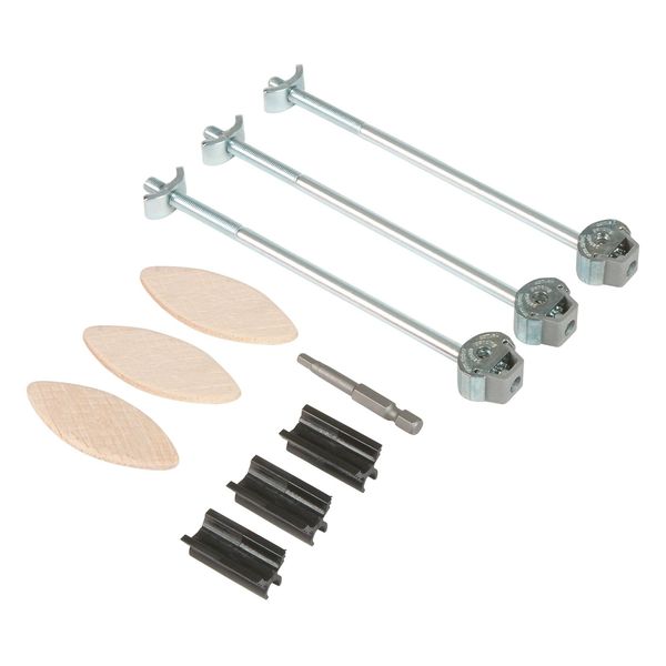 Trend ZIPBOLT Slimline Worktop Connector Kit, 16-25mm Thickness, Zinc-Plated Steel, Laminated Chipboard & Solid Wood Compatible, ZIP/25/158/3