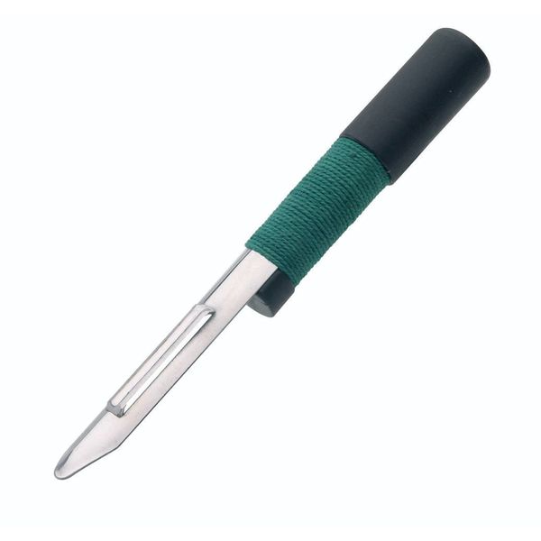 KitchenCraft Traditional Lancashire Potato Peeler, Plastic / Stainless Steel Peeler for Kitchen, Black / Green, 16cm (6.5'')