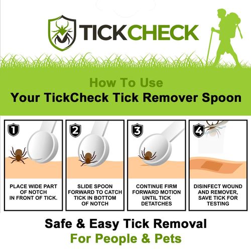 TickCheck Tick Remover Spoon - 3 Pack of Lightweight Tick Remover Tools with Free Tick ID Card & Carabiner (5)