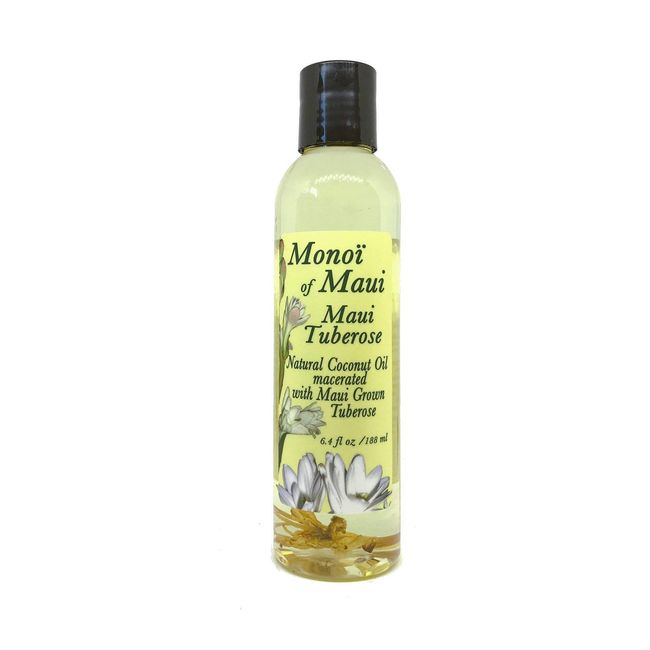 Monoi of Maui Tuberose Flower Natural Coconut Oil for Skin, Hair, Tanning, and Massage