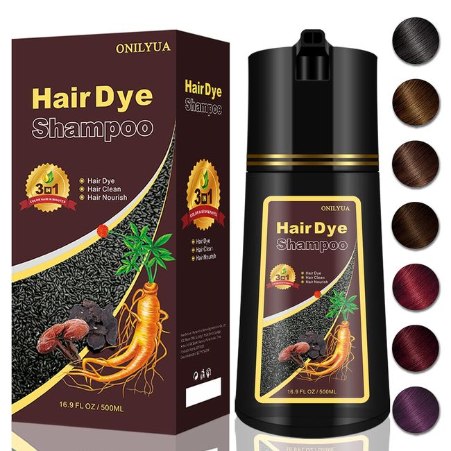 Deep Burgundy Hair Dye Shampoo 3-in-1, 100% Long-Lasting Grey Coverage in 15 Minutes, Darkest Red Hair Color Shampoo for Women, Simpler & Natural Plant-based Formula Bubble Hair Dye, Multi-Use