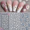 LANODO 3 Pcs Nail Stickers, 5D Flowers, Black and White Lace, Multiple Styles, DIY Nail Sticker Set
