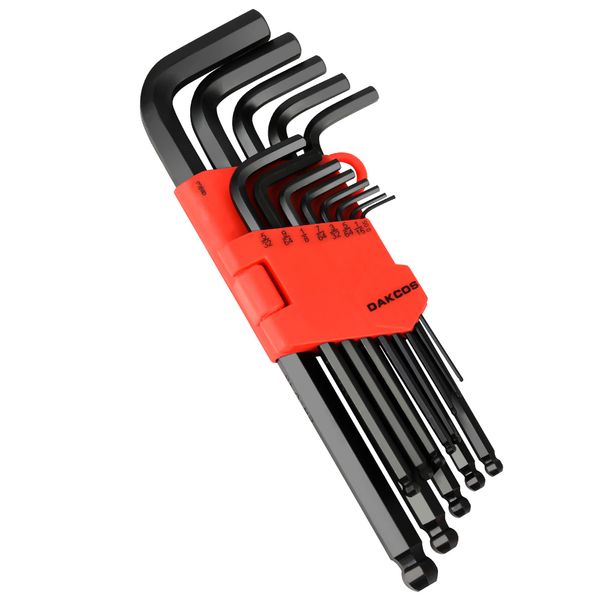 DAKCOS 13 Piece Imperial Hex Key Set Allen Hex Hexagon Key Wrench Set 0.05-3/8 inch Black