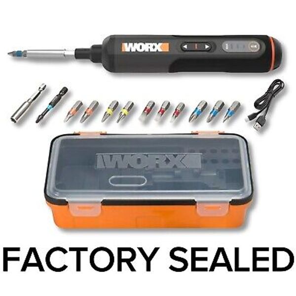 Worx WX240L Cordless Screwdriver 4V 3-Speed 12 Bits LED Lights Carry Case NEW