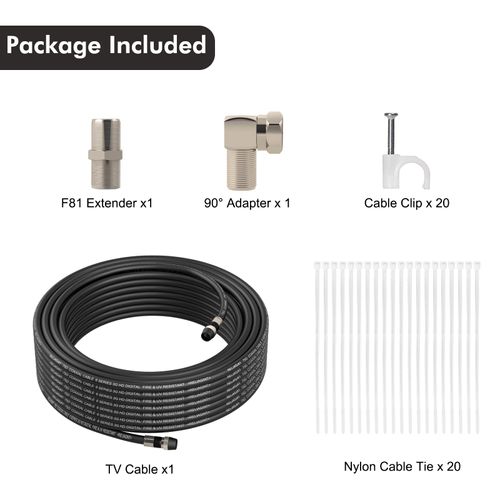 RELIAGINT Coaxial Cable 30FT, RG6 Coax Cable Cord for TV with Weatherproof Rubber Boot - Ideal Outdoor TV Cable Wire and Antenna Wire Extension Cable, Tri-Shield UV - Fire Resistant Wall Rated