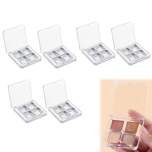 Doyime Eyeshadow Case Empty Makeup Palette Set of 6 Eyeshadow Empty Palette Eyeshadow Palette Eyeshadow Empty Eyeshadow Palette 4 Slots Empty Palette Handmade DIY Eyeshadow Container Refill with Adhesive Paper Transparent Color