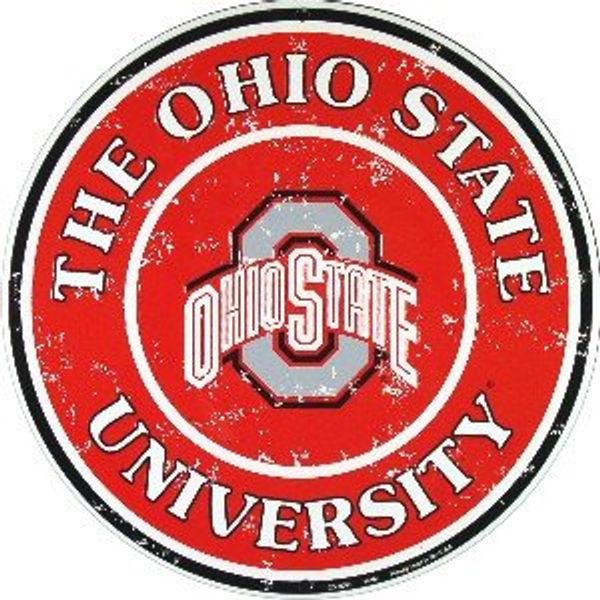 Tag City Ohio State Buckeyes 12 Inch Embossed Metal Nostalgia Circular Sign