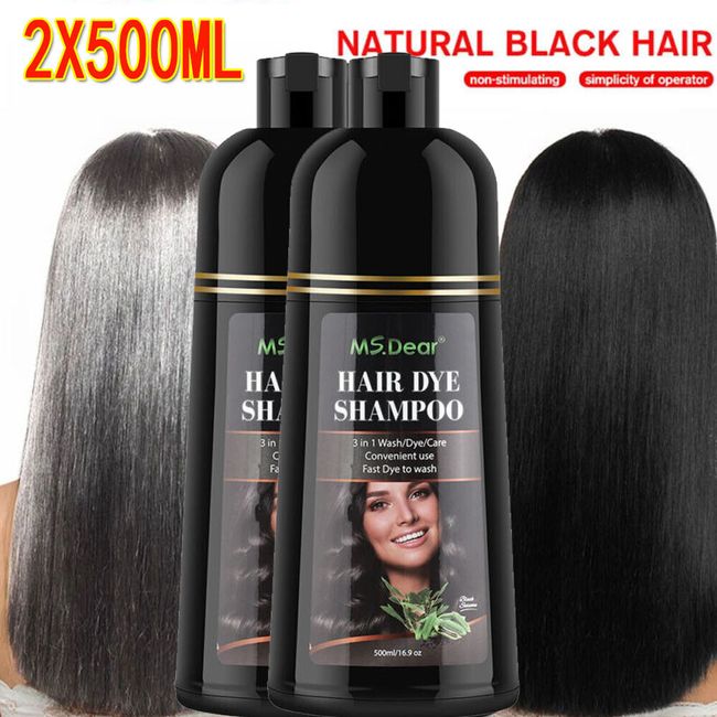 2Pcs 500ML Instant 5 minutes Fast Hair Dye Color Shampoo Natural Ginger Essence