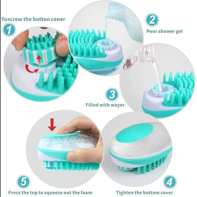 Dog Bath Brush Anti-Skid Pet Grooming Shower Silicone Massage Comb