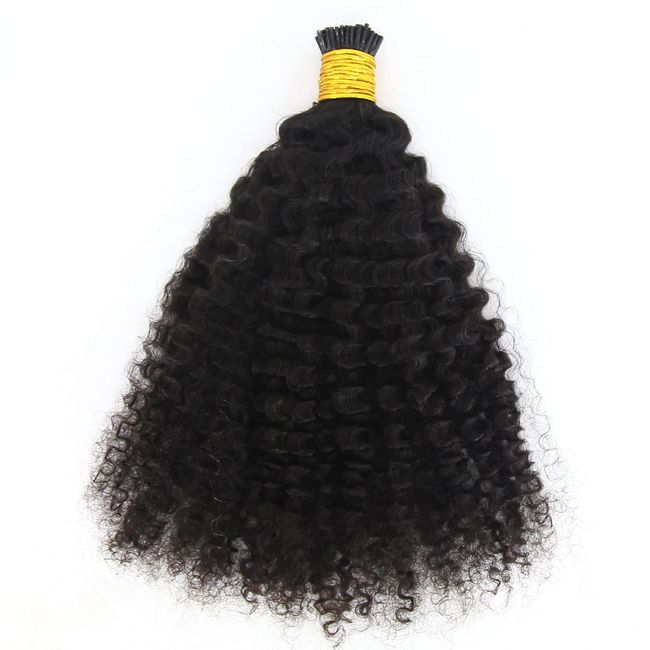 ZigZag Hair Afro Kinky Curly I Tip Hair Extensions Brazilian Virgin Human Hair 1g/strand 100g 3B 3C Easy Stick Tip Hair (18inch, 3B 3C)