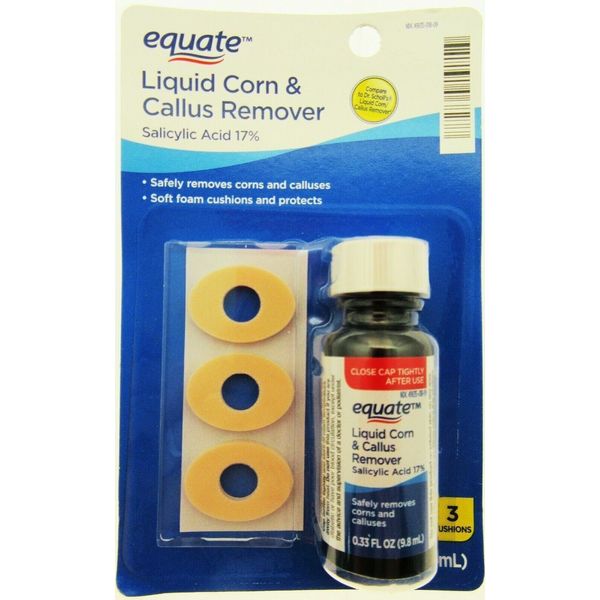 Equate Liquid Corn & Callus Remover Salicylic Acid Cushions Foot Feet Care