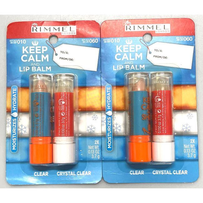 LOT OF 2 Rimmel Keep Calm And Shop & Keep Calm And Love Crystal Clear Lip Balm