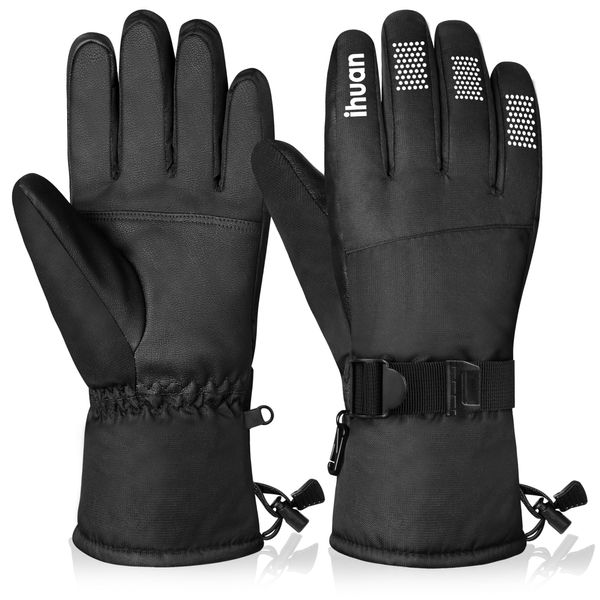 ihuan Winter Ski Gloves Men Women - Snow Gloves for Cold Weather, Touchscreen Snowboard Gloves with for Snowboarding Skiing