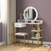 Tribesigns Gold Vanity Table with Lighted Mirror and Drawer